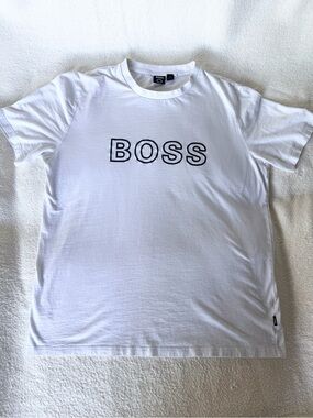 Hugo Boss White Logo T-Shirt Men's XXL Crew Neck Cotton